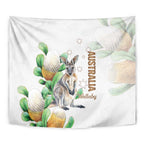 Australia Wallaby Tapestry Yellow Banksia Watercolor Style - Aussie Hoodie