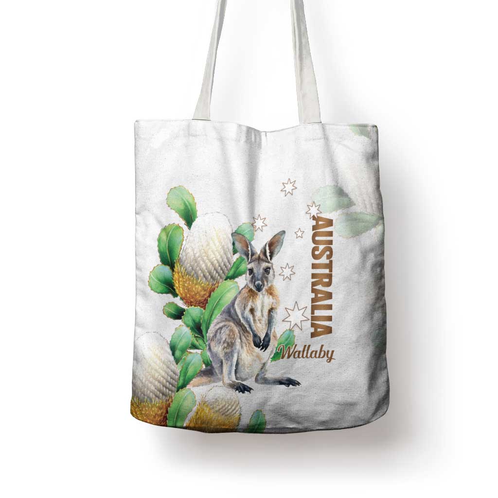 Australia Wallaby Tote Bag Yellow Banksia Watercolor Style - Aussie Hoodie