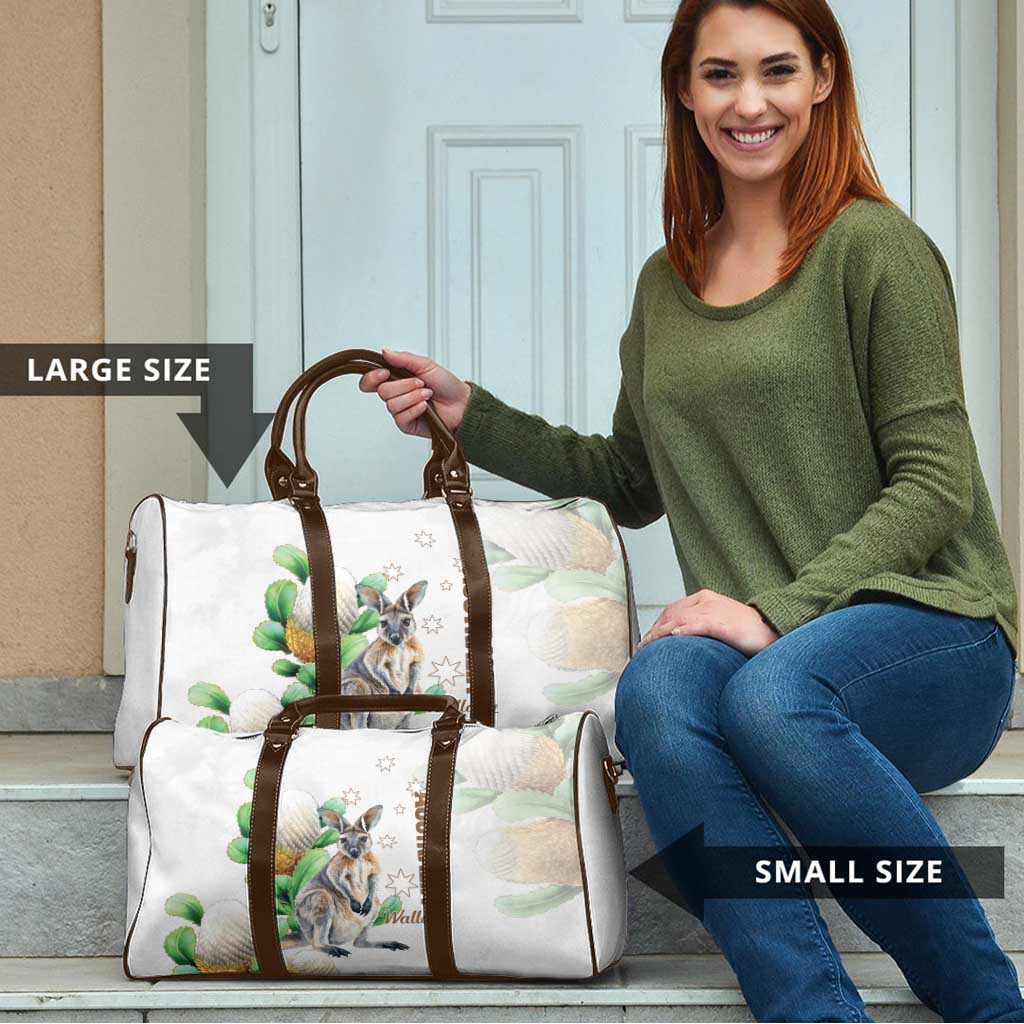 Australia Wallaby Travel Bag Yellow Banksia Watercolor Style - Aussie Hoodie