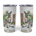 Australia Wallaby Tumbler Cup Yellow Banksia Watercolor Style - Aussie Hoodie