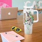 Australia Wallaby Tumbler With Handle Yellow Banksia Watercolor Style - Aussie Hoodie