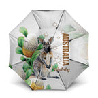 Australia Wallaby Umbrella Yellow Banksia Watercolor Style - Aussie Hoodie