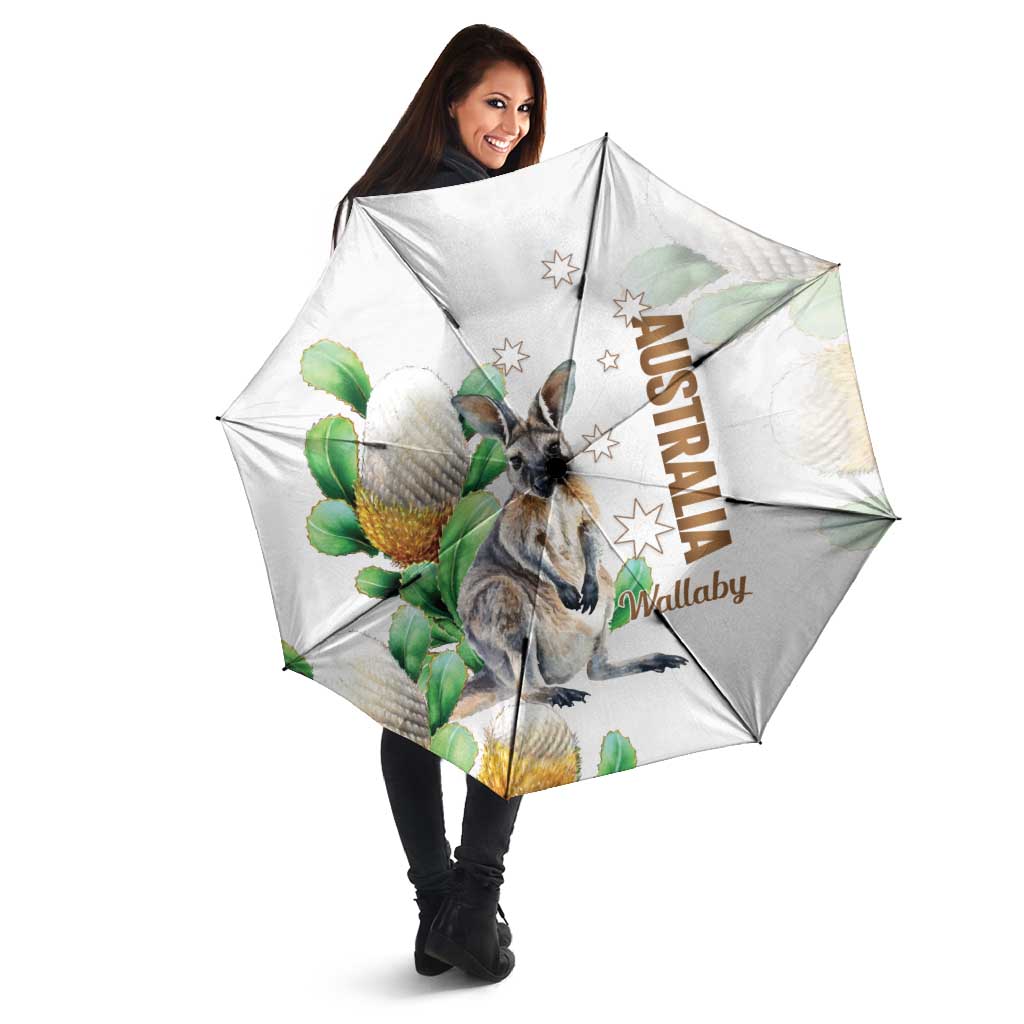 Australia Wallaby Umbrella Yellow Banksia Watercolor Style - Aussie Hoodie
