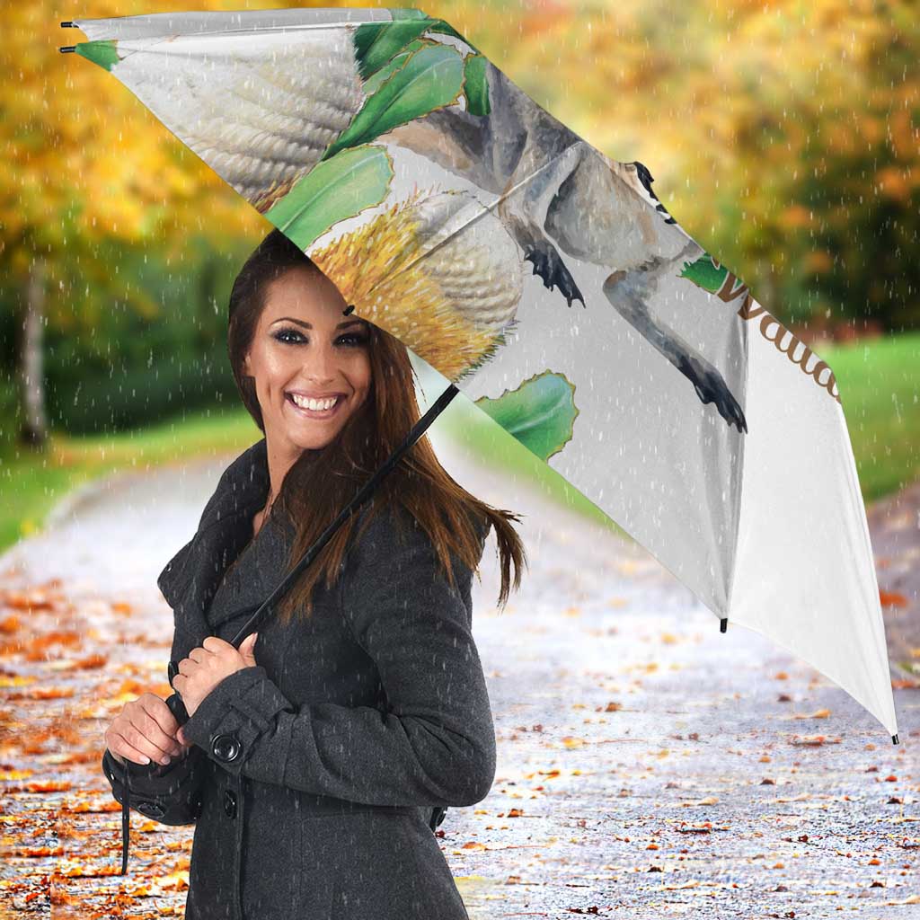 Australia Wallaby Umbrella Yellow Banksia Watercolor Style - Aussie Hoodie