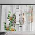 Australia Wallaby Window Curtain Yellow Banksia Watercolor Style - Aussie Hoodie