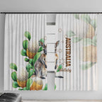 Australia Wallaby Window Curtain Yellow Banksia Watercolor Style - Aussie Hoodie