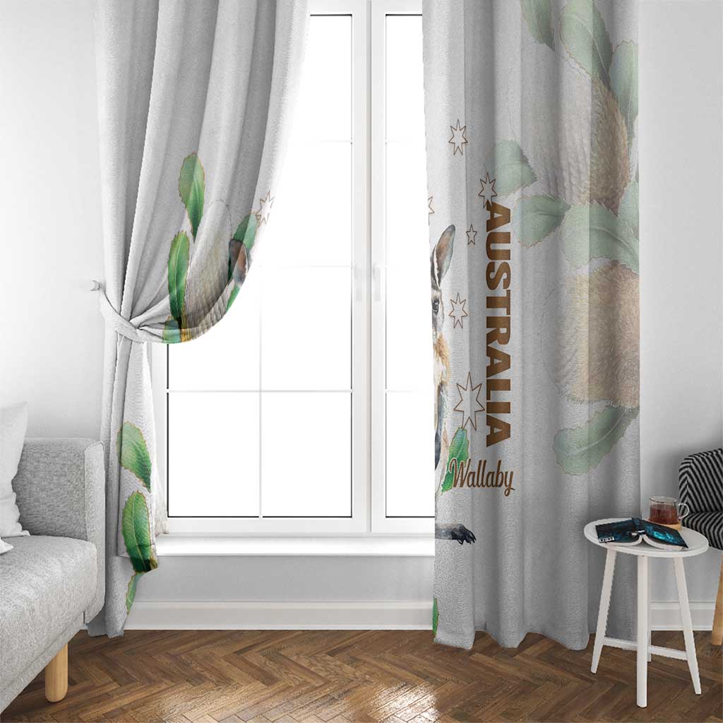 Australia Wallaby Window Curtain Yellow Banksia Watercolor Style - Aussie Hoodie