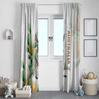 Australia Wallaby Window Curtain Yellow Banksia Watercolor Style - Aussie Hoodie