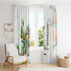 Australia Wallaby Window Curtain Yellow Banksia Watercolor Style - Aussie Hoodie