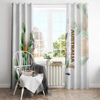 Australia Wallaby Window Curtain Yellow Banksia Watercolor Style - Aussie Hoodie