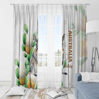 Australia Wallaby Window Curtain Yellow Banksia Watercolor Style - Aussie Hoodie