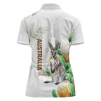 Australia Wallaby Women Polo Shirt Yellow Banksia Watercolor Style - Aussie Hoodie