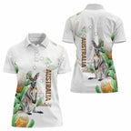Australia Wallaby Women Polo Shirt Yellow Banksia Watercolor Style - Aussie Hoodie