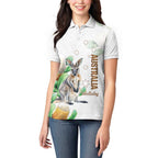Australia Wallaby Women Polo Shirt Yellow Banksia Watercolor Style - Aussie Hoodie