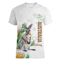 Australia Wallaby Women V-Neck T-Shirt Yellow Banksia Watercolor Style - Aussie Hoodie