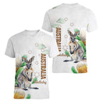 Australia Wallaby Women V-Neck T-Shirt Yellow Banksia Watercolor Style - Aussie Hoodie