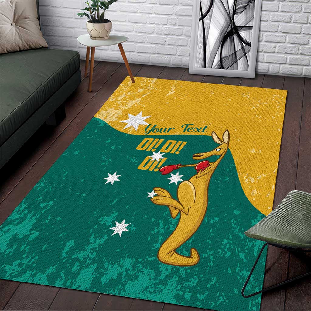 Personalised Boxing Kangaroo Area Rug Aussie Oi Oi Oi Sporty National Color - Aussie Hoodie