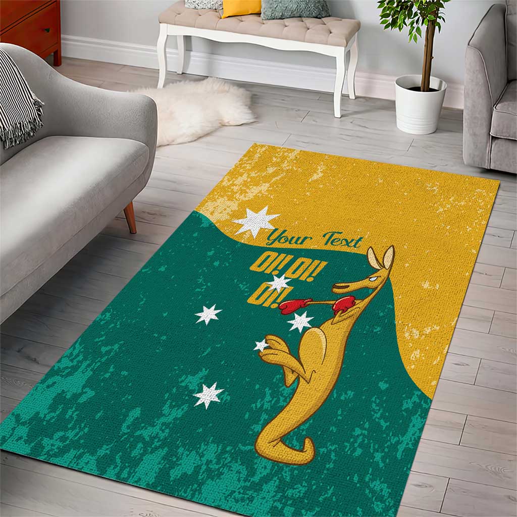 Personalised Boxing Kangaroo Area Rug Aussie Oi Oi Oi Sporty National Color - Aussie Hoodie