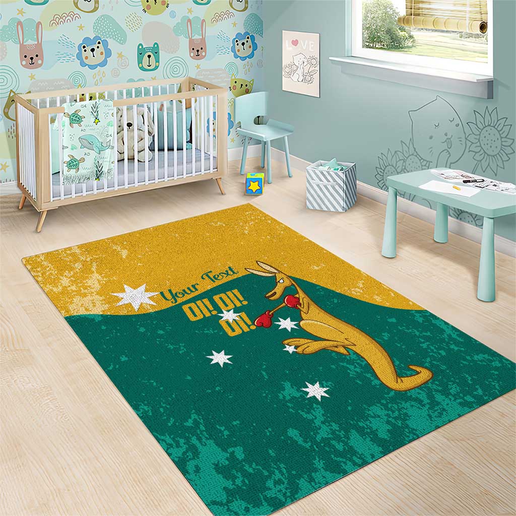 Personalised Boxing Kangaroo Area Rug Aussie Oi Oi Oi Sporty National Color - Aussie Hoodie