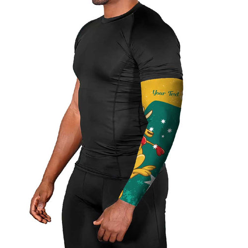 Personalised Boxing Kangaroo Arm Sleeves Aussie Oi Oi Oi Sporty National Color - Aussie Hoodie