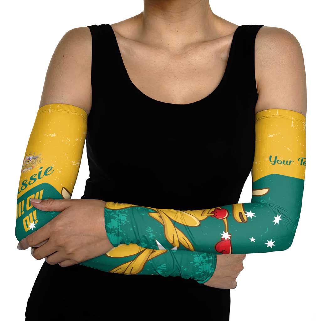 Personalised Boxing Kangaroo Arm Sleeves Aussie Oi Oi Oi Sporty National Color - Aussie Hoodie