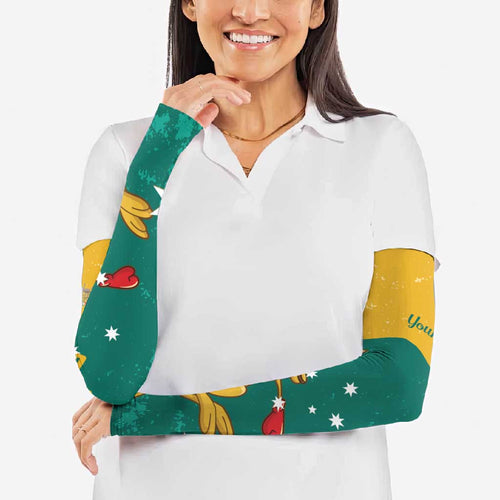 Personalised Boxing Kangaroo Arm Sleeves Aussie Oi Oi Oi Sporty National Color - Aussie Hoodie