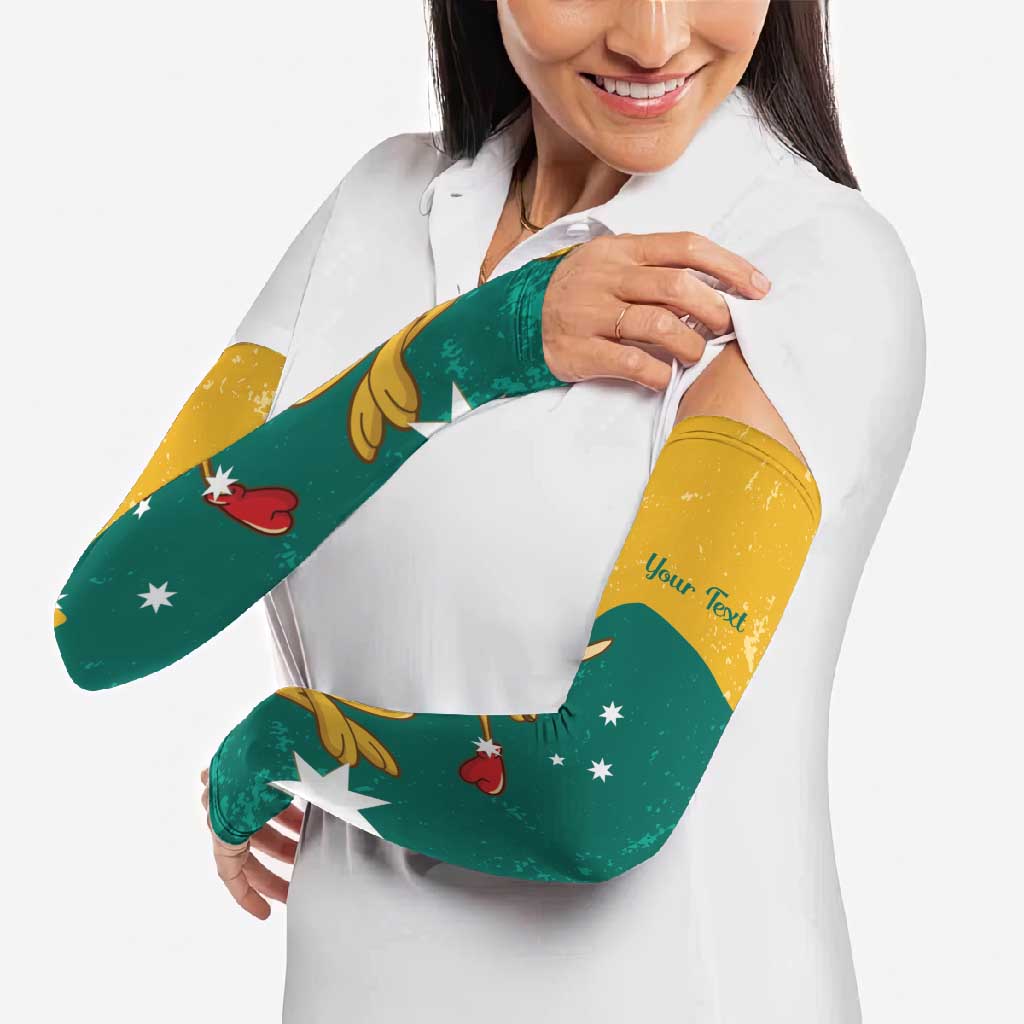 Personalised Boxing Kangaroo Arm Sleeves Aussie Oi Oi Oi Sporty National Color - Aussie Hoodie