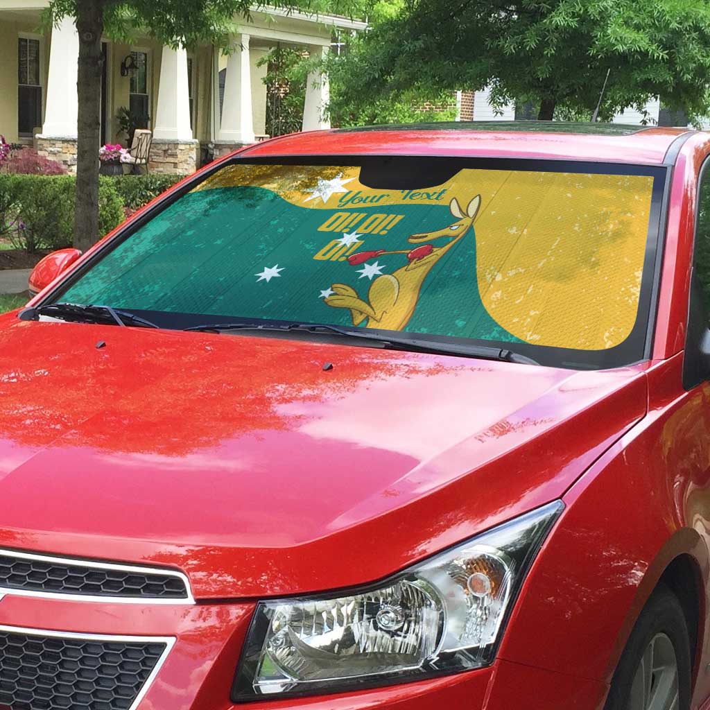 Personalised Boxing Kangaroo Auto Sun Shade Aussie Oi Oi Oi Sporty National Color - Aussie Hoodie