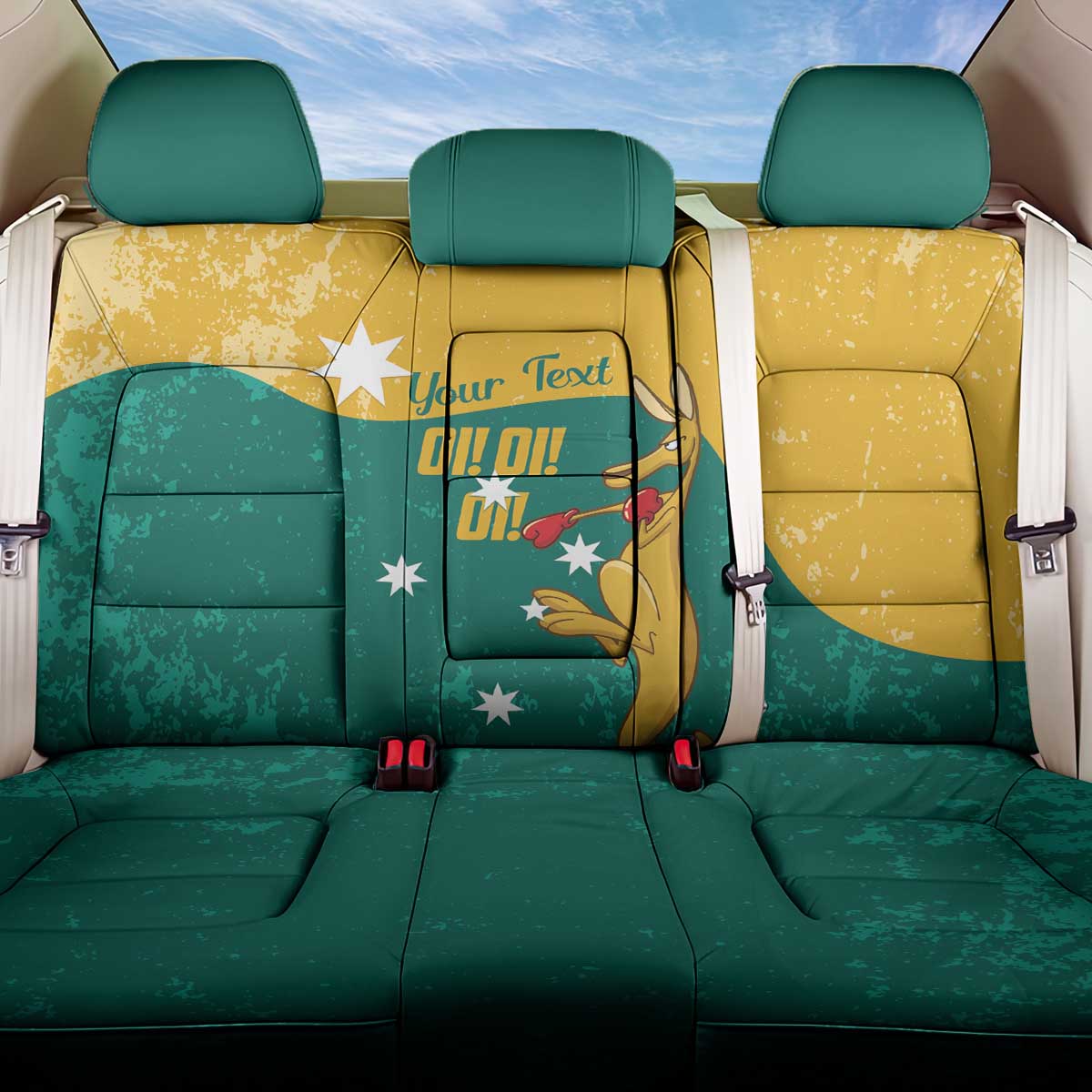Personalised Boxing Kangaroo Back Car Seat Cover Aussie Oi Oi Oi Sporty National Color - Aussie Hoodie