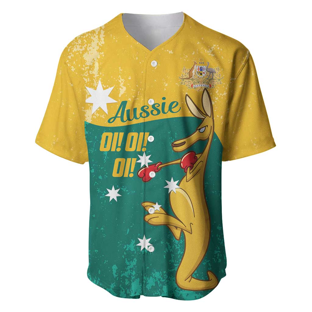 Personalised Boxing Kangaroo Baseball Jersey Aussie Oi Oi Oi Sporty National Color - Aussie Hoodie