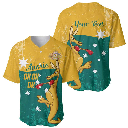 Personalised Boxing Kangaroo Baseball Jersey Aussie Oi Oi Oi Sporty National Color - Aussie Hoodie