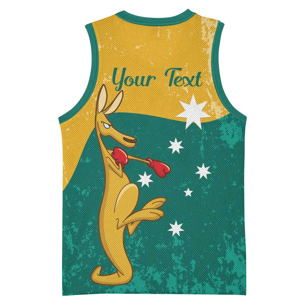Personalised Boxing Kangaroo Basketball Jersey Aussie Oi Oi Oi Sporty National Color - Aussie Hoodie