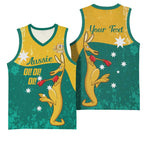 Personalised Boxing Kangaroo Basketball Jersey Aussie Oi Oi Oi Sporty National Color - Aussie Hoodie