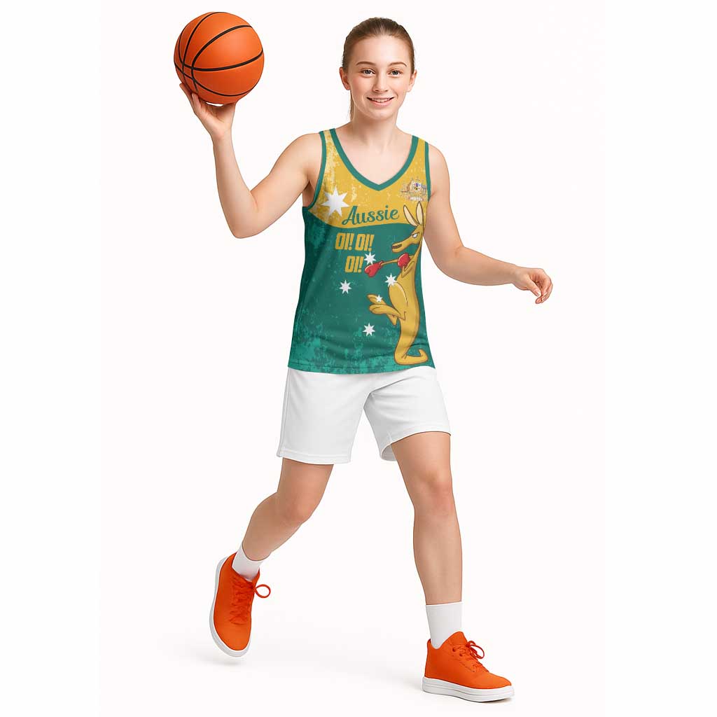 Personalised Boxing Kangaroo Basketball Jersey Aussie Oi Oi Oi Sporty National Color - Aussie Hoodie