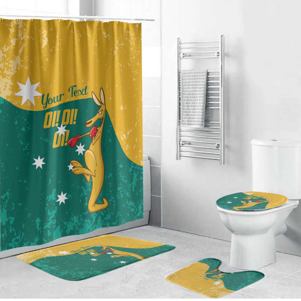 Personalised Boxing Kangaroo Bathroom Set Aussie Oi Oi Oi Sporty National Color - Aussie Hoodie