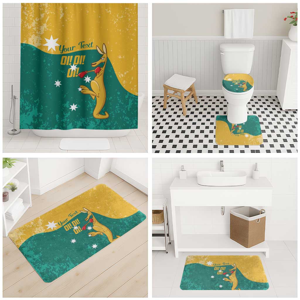 Personalised Boxing Kangaroo Bathroom Set Aussie Oi Oi Oi Sporty National Color - Aussie Hoodie