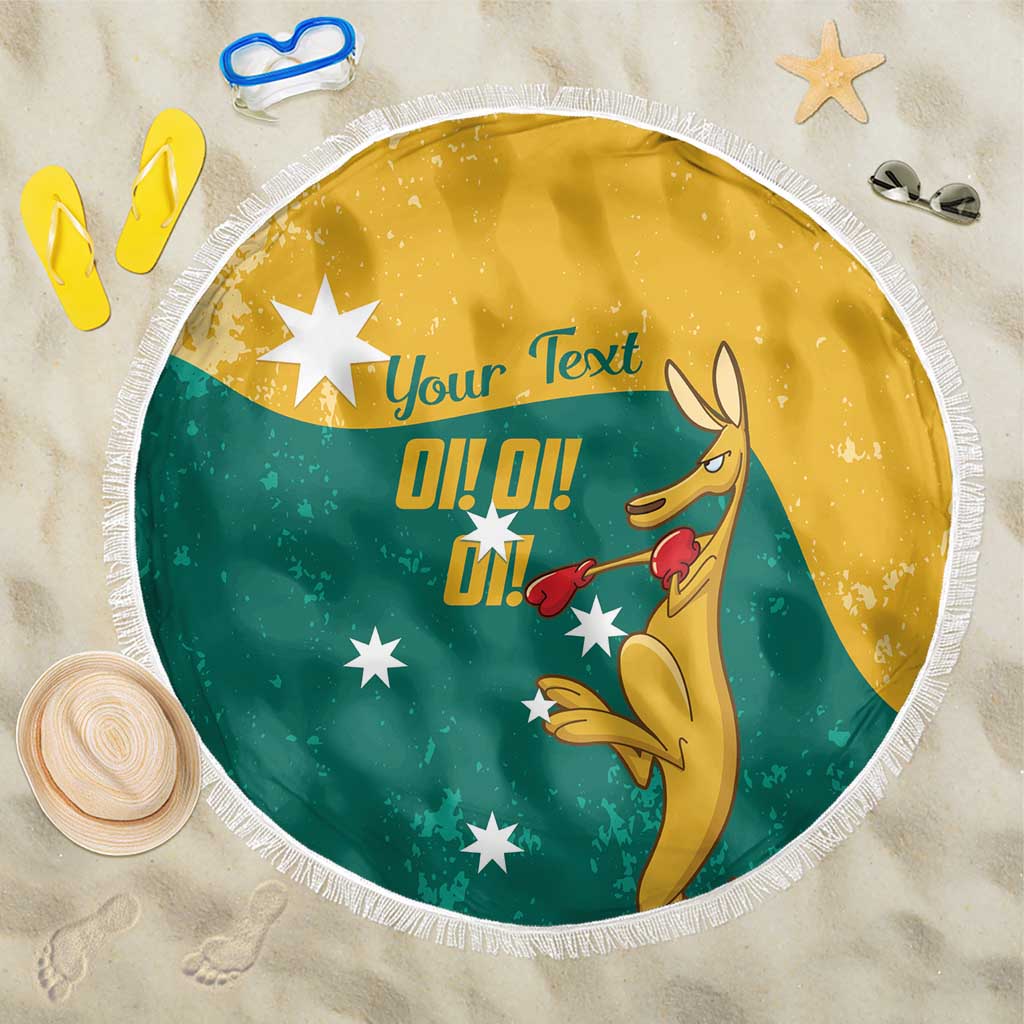 Personalised Boxing Kangaroo Beach Blanket Aussie Oi Oi Oi Sporty National Color - Aussie Hoodie