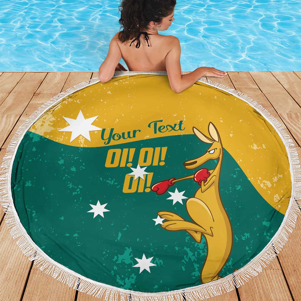 Personalised Boxing Kangaroo Beach Blanket Aussie Oi Oi Oi Sporty National Color - Aussie Hoodie