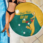 Personalised Boxing Kangaroo Beach Blanket Aussie Oi Oi Oi Sporty National Color - Aussie Hoodie