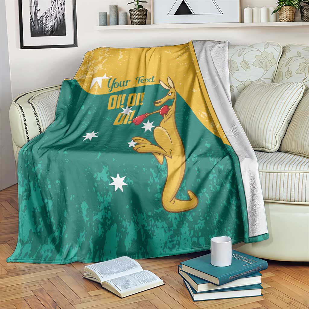 Personalised Boxing Kangaroo Blanket Aussie Oi Oi Oi Sporty National Color - Aussie Hoodie