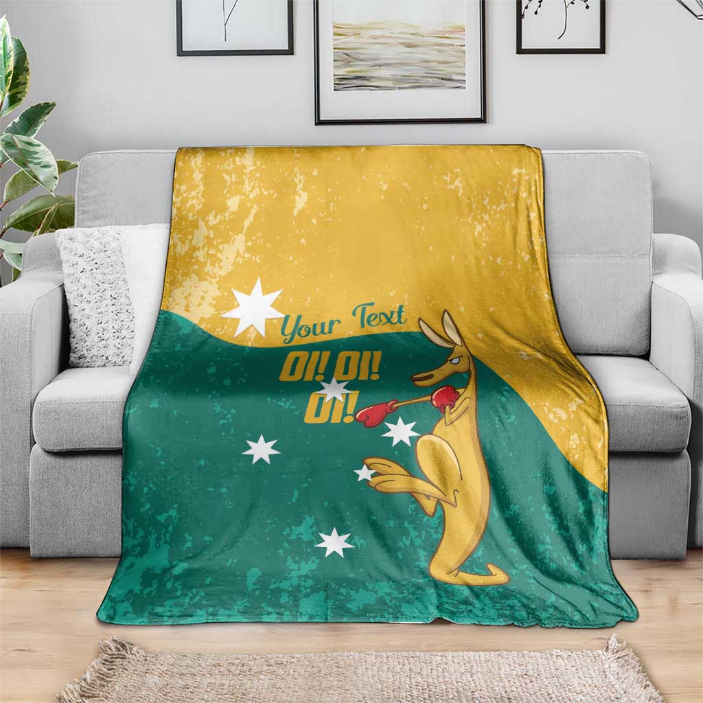 Personalised Boxing Kangaroo Blanket Aussie Oi Oi Oi Sporty National Color - Aussie Hoodie