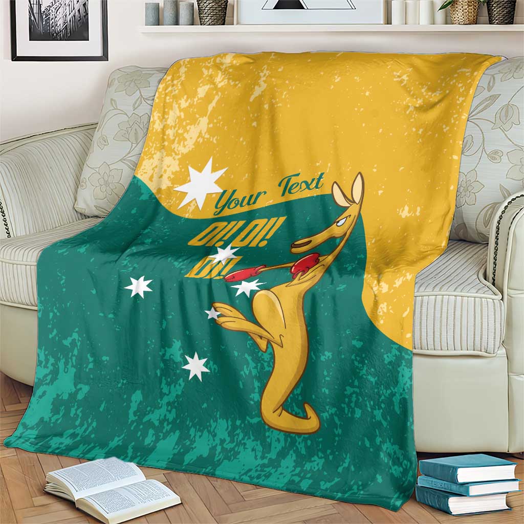 Personalised Boxing Kangaroo Blanket Aussie Oi Oi Oi Sporty National Color - Aussie Hoodie