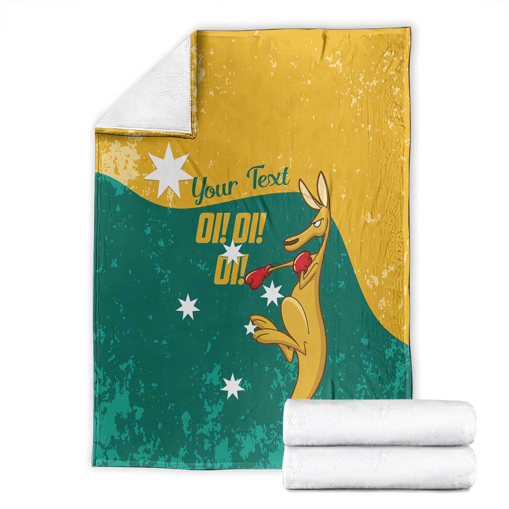 Personalised Boxing Kangaroo Blanket Aussie Oi Oi Oi Sporty National Color - Aussie Hoodie