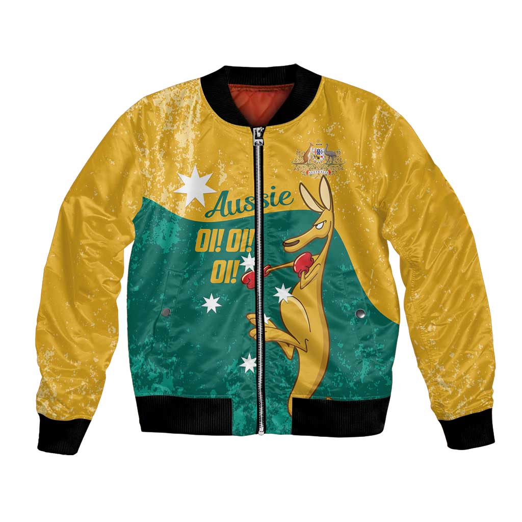 Personalised Boxing Kangaroo Bomber Jacket Aussie Oi Oi Oi Sporty National Color - Aussie Hoodie