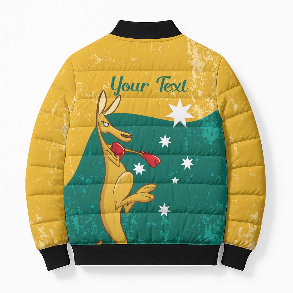 Personalised Boxing Kangaroo Bomber Puffer Jacket Aussie Oi Oi Oi Sporty National Color - Aussie Hoodie
