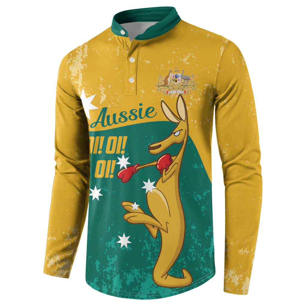 Personalised Boxing Kangaroo Button Sweatshirt Aussie Oi Oi Oi Sporty National Color - Aussie Hoodie