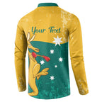 Personalised Boxing Kangaroo Button Sweatshirt Aussie Oi Oi Oi Sporty National Color - Aussie Hoodie