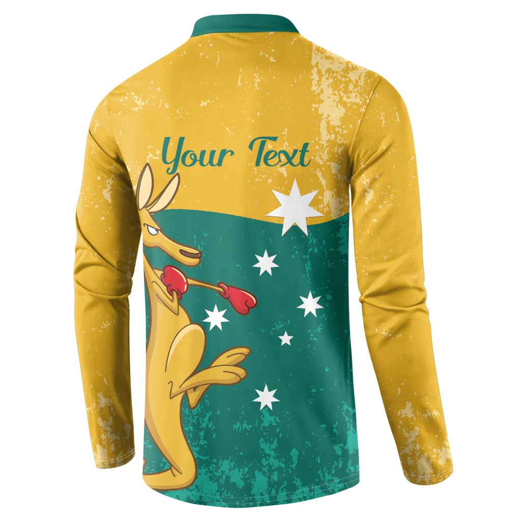 Personalised Boxing Kangaroo Button Sweatshirt Aussie Oi Oi Oi Sporty National Color - Aussie Hoodie