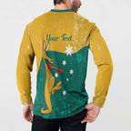 Personalised Boxing Kangaroo Button Sweatshirt Aussie Oi Oi Oi Sporty National Color - Aussie Hoodie