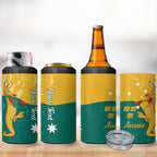 Personalised Boxing Kangaroo 4 in 1 Can Cooler Tumbler Aussie Oi Oi Oi Sporty National Color - Aussie Hoodie